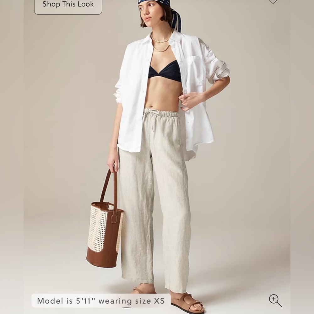 J CREW Linen Soleil Pants, Tall Small, color Flax